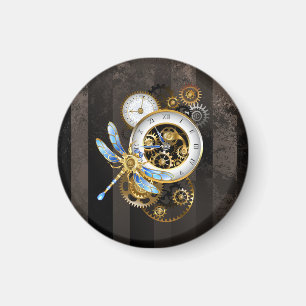 Íman Relógio Steampunk com Dragonfly Mecânica
