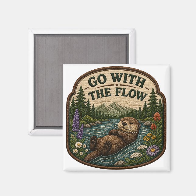 Íman Remendo Embroiderado de Lontra Go With The Flow (Front/Back)