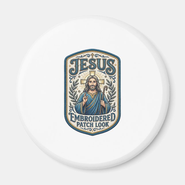 Íman Remendo Embroidered Jesus Olhe Remendo Embroidered (Frente)