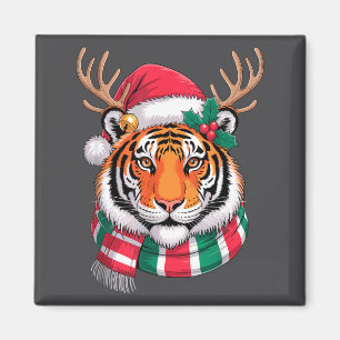 Íman Rena de Natal Chapéu de Papai Noel Tigre Xmas 