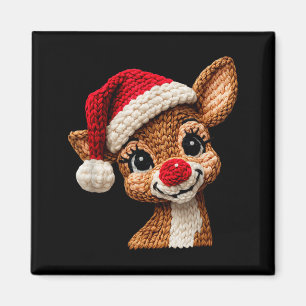 Íman Rena de Natal Crochê Fofo Natal Feliz Rena