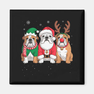 Íman Rena de Papai Noel Engraçada Cachorro Bulldog Ingl