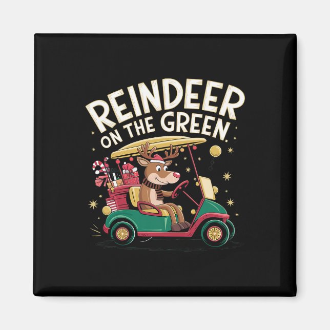 Íman Rena Sobre Camisa de Golfe de Natal Verde Para Gol (Frente)