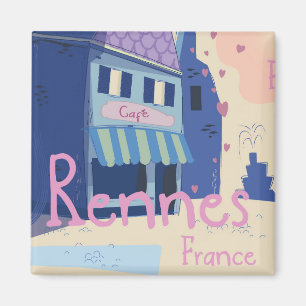 Íman Rennes França desenho animado vintage
