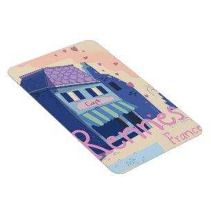 Íman Rennes França desenho animado vintage