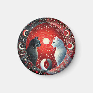 Íman Representação Artística de Gatos Yin e Yang
