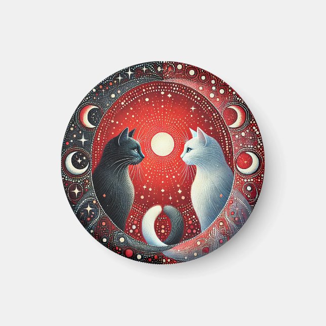 Íman Representação Artística de Gatos Yin e Yang (Frente)