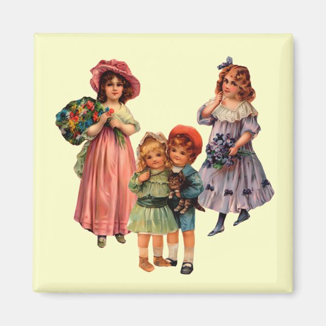 Íman Reprodução Vintage Art Victorian Children Magnet (Frente)
