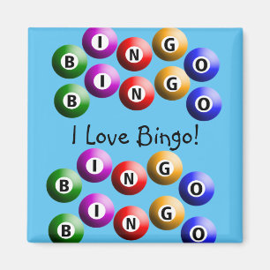 Íman Reprodutor de Bingo "I Love Bingo" Magneta azul