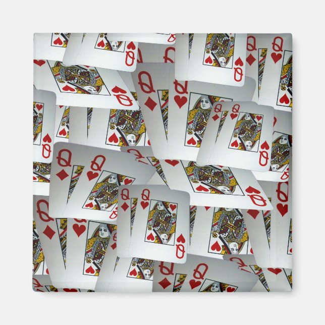 Íman Reproduzindo Design de Queens de Poker, (Frente)