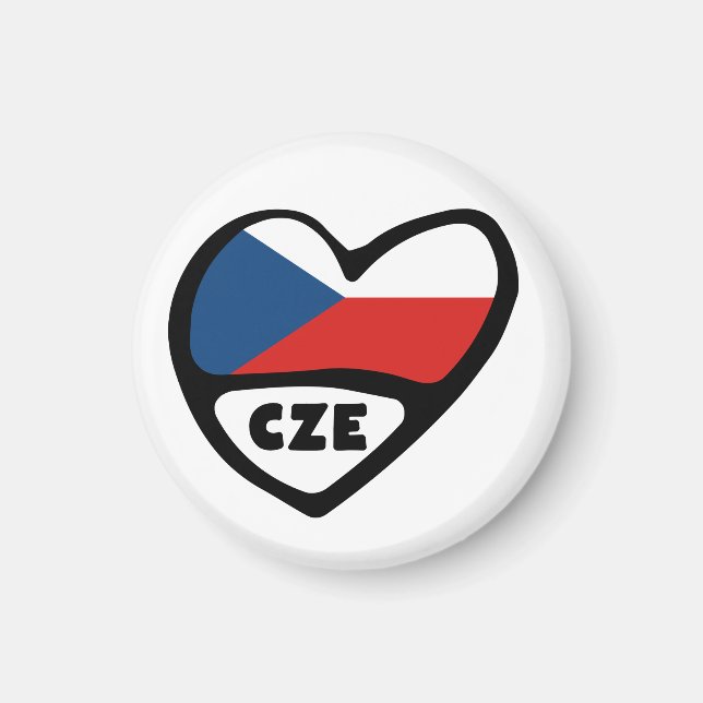Íman República Checa Código do país Flag Heart, CZE (Frente)