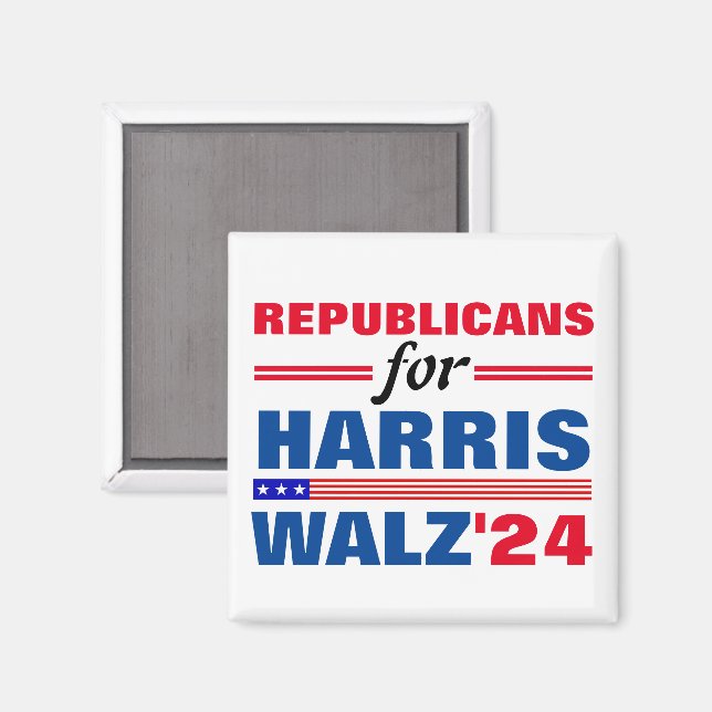 Íman Republicanos por Harris Walz Red Blue (Front/Back)