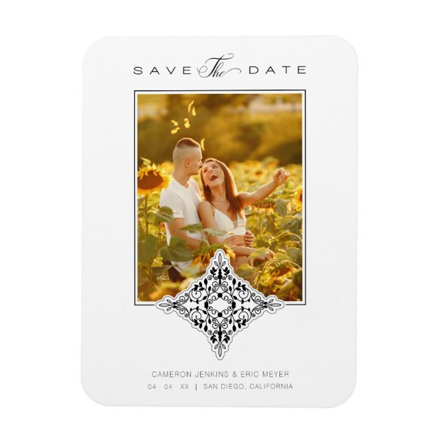 Íman Reserva La Fecha Covid19 Black Chic Lace Romântico (Vertical)