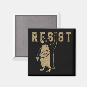 Íman Resistência Ao Ativismo Do Pinguim Vintage Gráfico