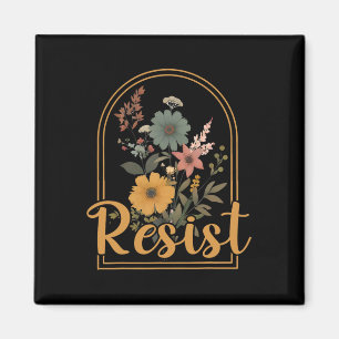 Íman Resistência às Flores Minimalistas Anti-Trump Polí
