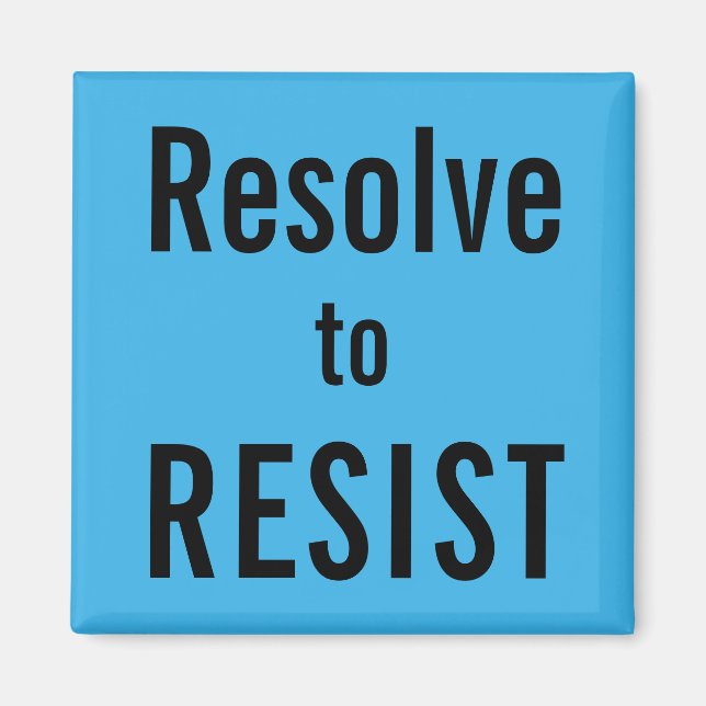 Íman Resolver para RESIST, texto preto no ímã azul-céu (Frente)