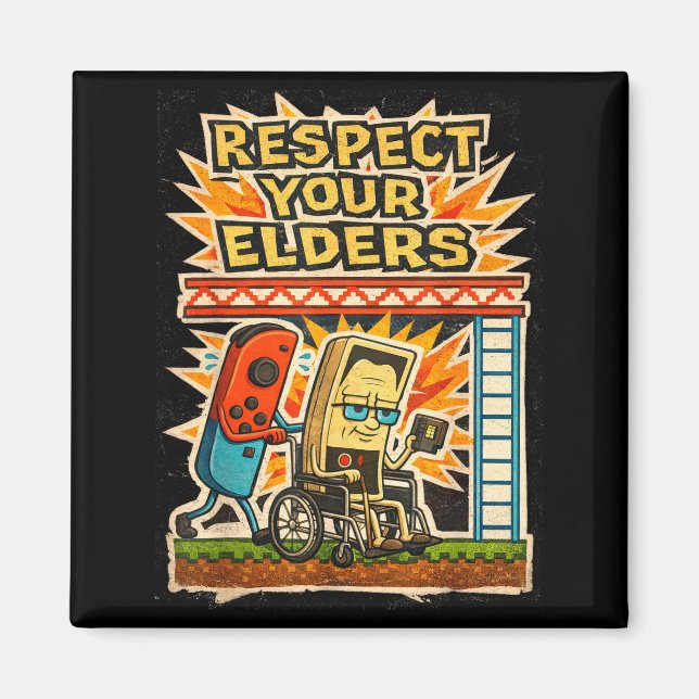 Íman Respect Your Elders Funny Gamer Controller 80s Ret (Frente)