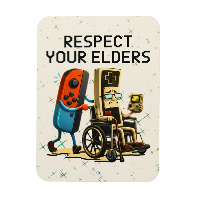 Íman Respect Your Elders Gaming Control Retro Funny (Vertical)