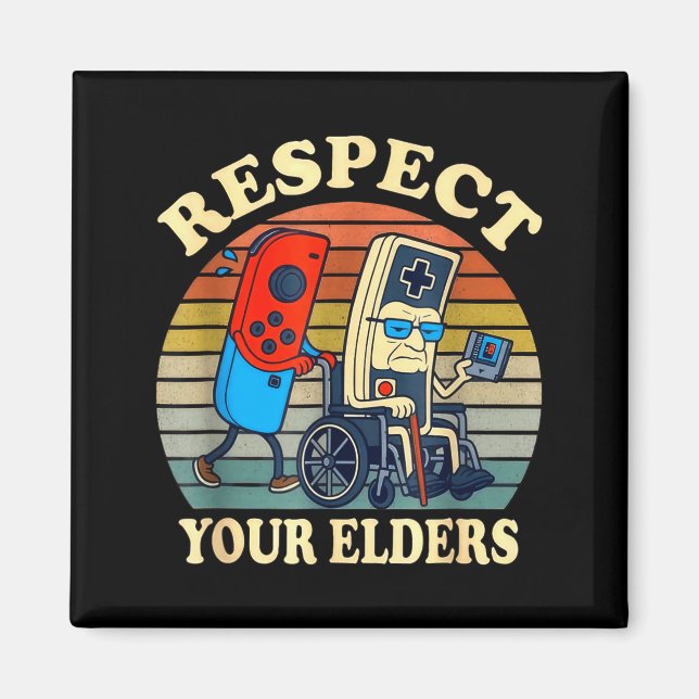 Íman Respect Your Elders Gaming Control Retro Funny Gam (Frente)