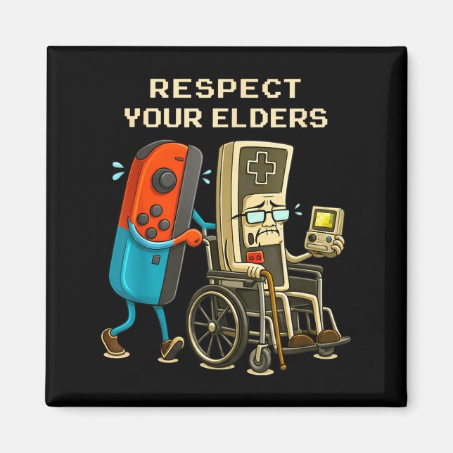 Íman Respect Your Elders Gaming Control Retro Funny Gam (Frente)