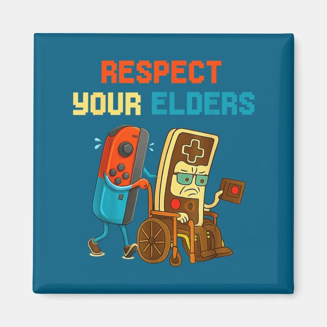 Íman Respect Your Elders Retro Gaming Funny Gamer Contr (Frente)