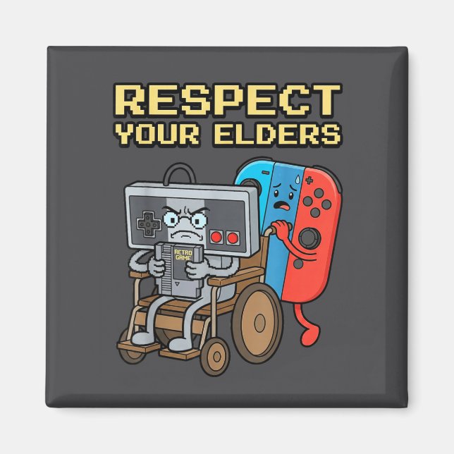 Íman Respect Your Elders Retro Gaming Funny Gamer Contr (Frente)