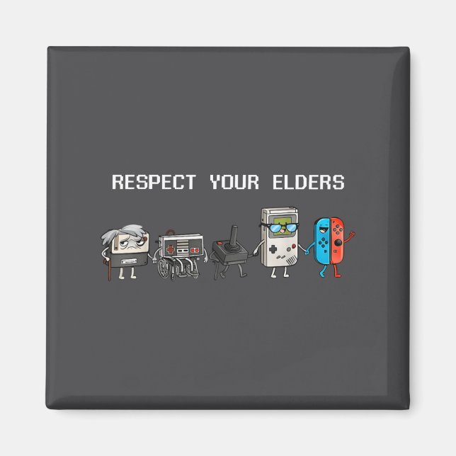 Íman Respect Your Elders Retro Gaming Funny Gamer Contr (Frente)