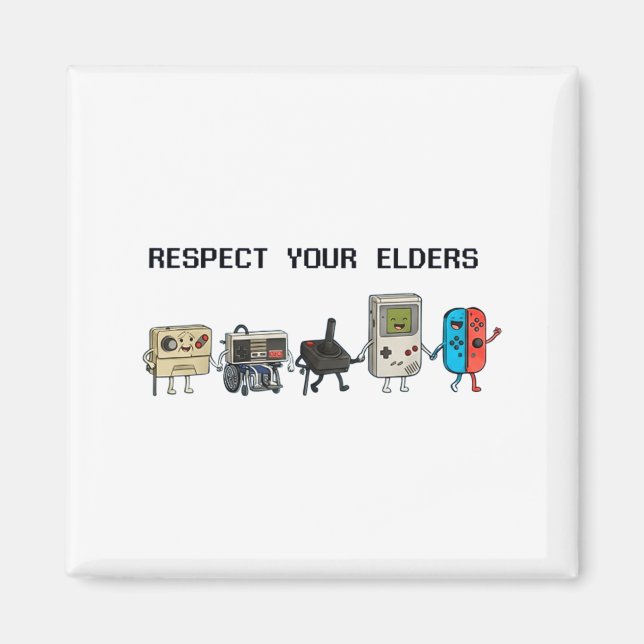Íman Respect Your Elders Retro Gaming Funny Gamer Contr (Frente)