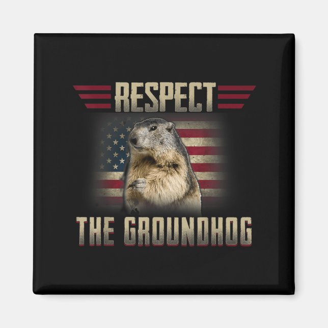 Íman Respeite a foto do esquilo marmota Groundhog (Frente)