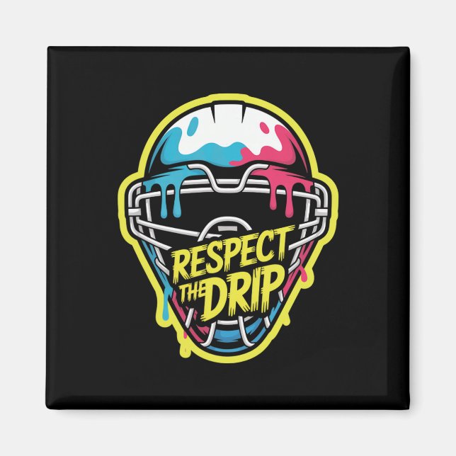 Íman Respeite A Máscara De Goleiro De Hóquei Drip Hóque (Frente)