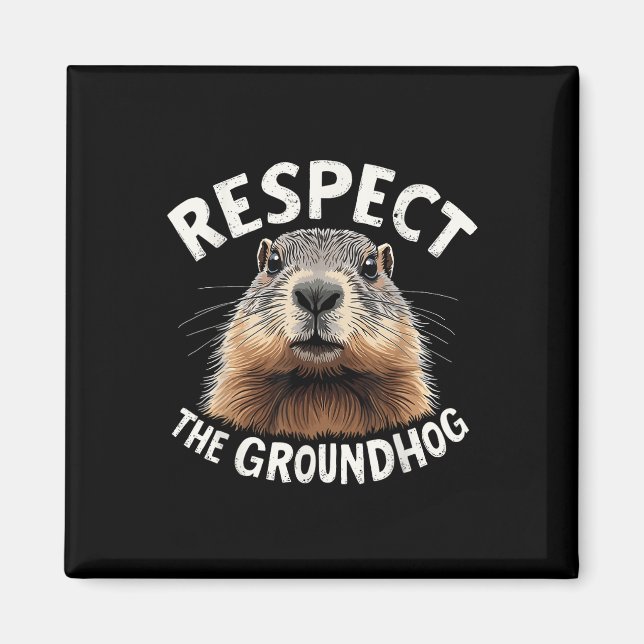 Íman Respeite O Dia De Celebração De Groundhog Com (Frente)