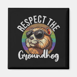 Íman Respeite O Groundhog Retro Engraçado Dia Do Ground