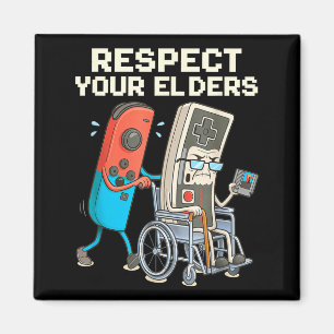 Íman Respeite os idosos jogando retro engraçado control