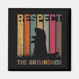 Íman Respeito Retro O Groundhog Woodchuck Animal Chão