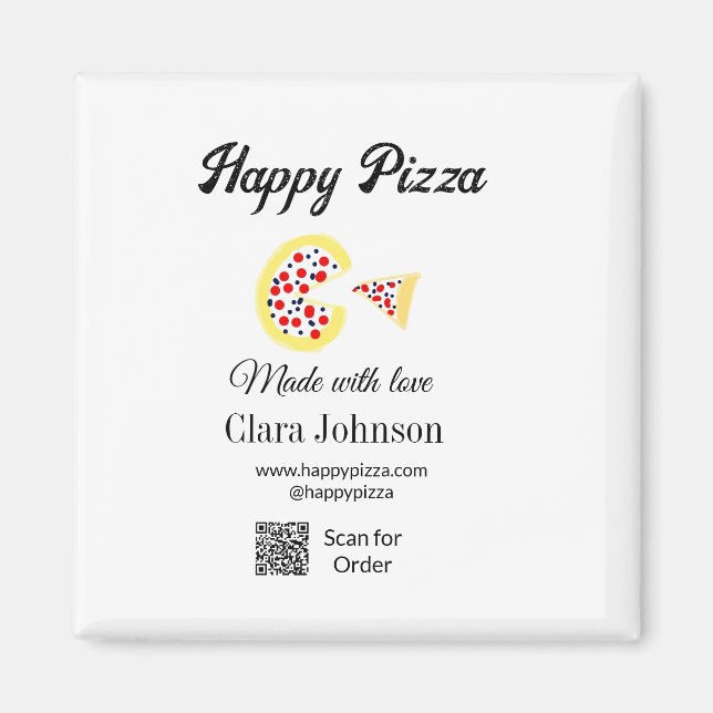 Íman Restaurante de pizza café pizzaria digitalize códi (Frente)