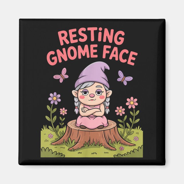 Íman Resting Gnome Face Cute Funny Christmas Kawaii Car (Frente)