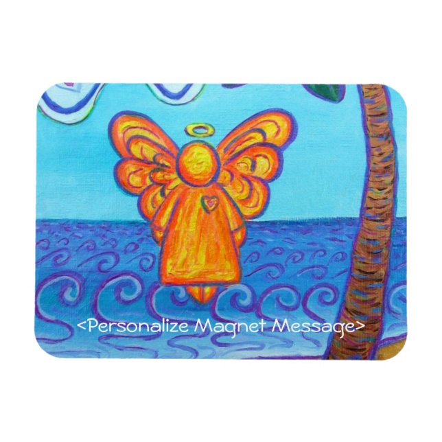 Íman Retângulo Personalizado de Arte de Anjo Guardião (Horizontal)