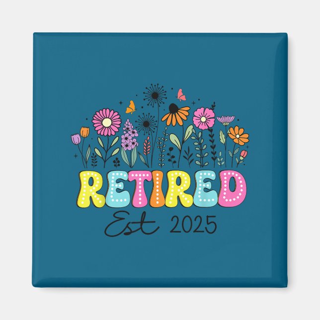 Íman Retired Est 2025 Boho Floral Retirement Retire Tea (Frente)