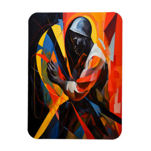 Íman Retrato abstrato em cores vibrantes Arte moderna