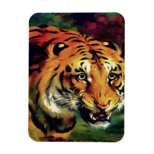 Íman Retrato Artístico Snarling Tiger