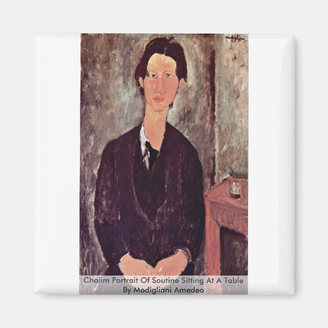 Íman Retrato Chaiim De Soutine Sentado Em Uma Mesa (Frente)