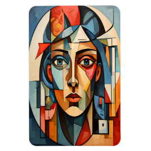 Íman Retrato Cubista Moderno Impressão de Arte Geométri