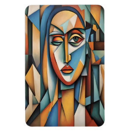 Íman Retrato Cubista Vibrante Abstrato Arte Geométrica