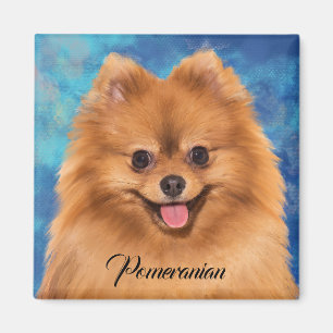 Íman Retrato da Pomerânia no Abstrato Magnet