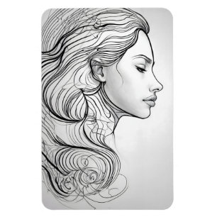 Íman Retrato de Arte de Linha Minimalista Elegante
