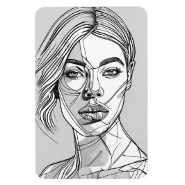 Íman Retrato de Arte de Linha Monocromática abstrato