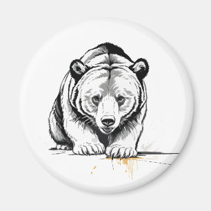 Íman Retrato de Arte Gráfica de Vetor de Urso Grizzly