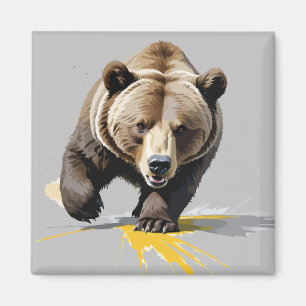 Íman Retrato de Arte Gráfica de Vetor de Urso Grizzly