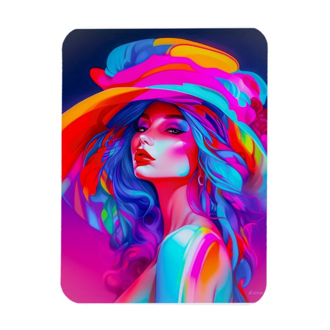 Íman Retrato de Arte Pop Neon  (Vertical)