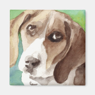 Íman retrato de Beagle em aquarela